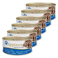 Applaws Cat - konzerva pro kočky s tuňákem a krabem, 6 x 70 g