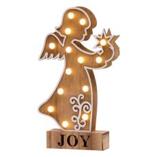 Dekorace MagicHome Christmas Woodeco, Anděl, 14 LED, 19x33 cm