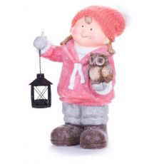 2.CLASS Figurka MagicHome Vánoce, Holčička s lucernou a sovou, keramika, 28x18,5x39,5 cm