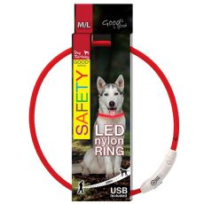 Obojek Dog Fantasy LED nylon - červený, 65 cm