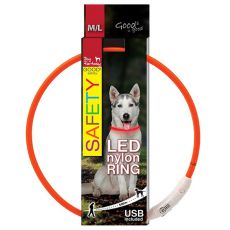 Obojek Dog Fantasy LED nylon - oranžový, 65 cm