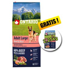 ONTARIO Adult Large Beef & Rice 12 kg + 2,25 kg GRATIS