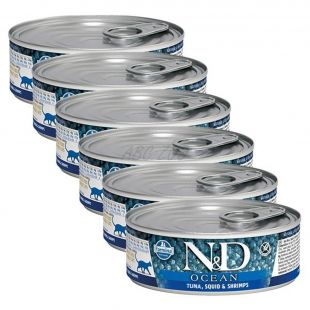 Farmina N&D cat tuna, squid & shrimp konzerva 6 x 80 g