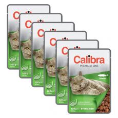 CALIBRA Cat Adult Sterilised kousky s lososem v omáčce 6 x 100 g