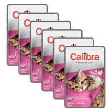 CALIBRA Cat Kitten kuřecí a krůtí kousky v omáčce 6 x 100 g
