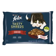 Kapsičky FELIX Tasty Shreds lahodný výběr ve šťávě 4 x 80 g