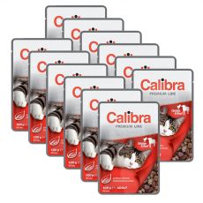 CALIBRA Cat Adult kuřecí a hovězí kousky v omáčce 12 x 100 g